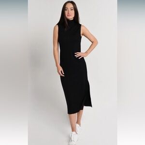 Vince black wood turtleneck midi dress